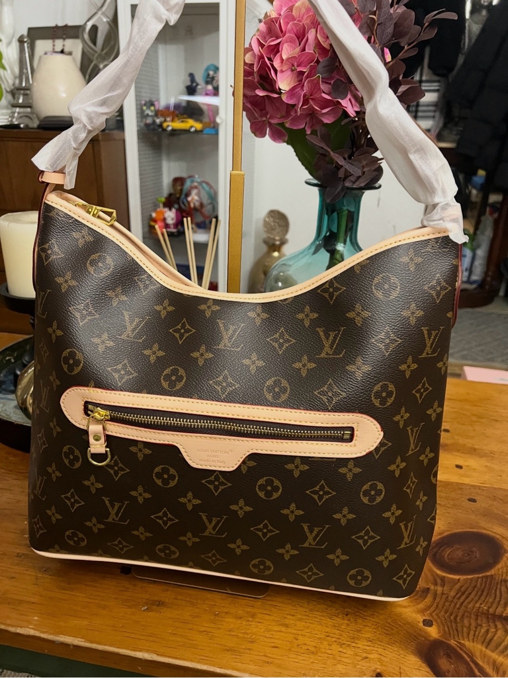 Louis Vuitton Monogram Shoulder Hobo with Vachetta Trim